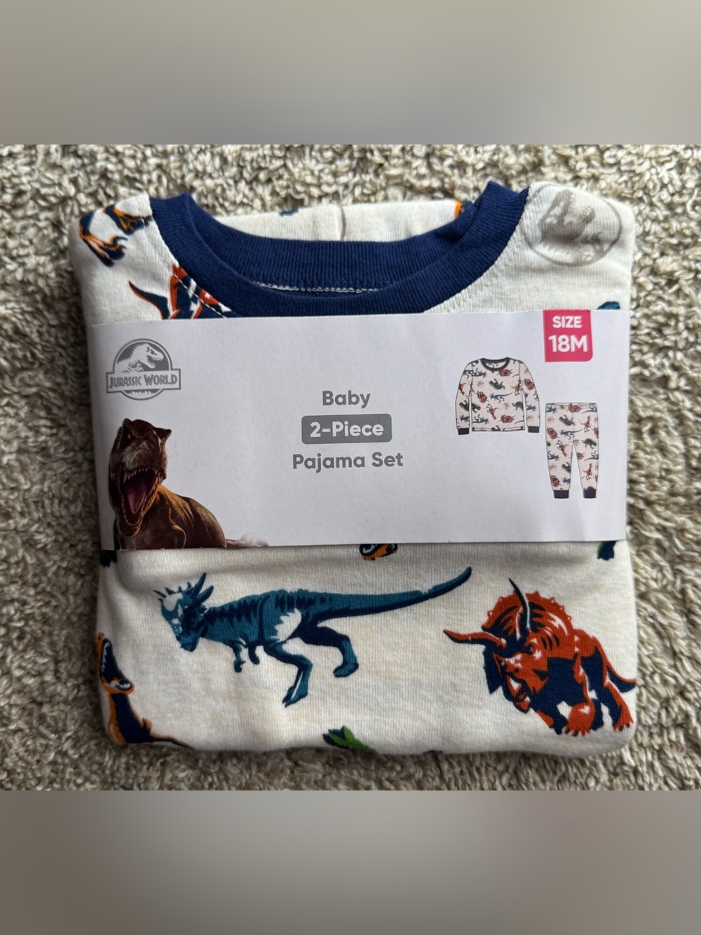 Jurassic World Baby 2-Piece Dinosaur Pajama Set 18M NWT
